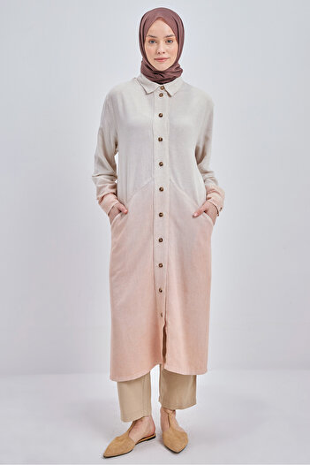 ALLDAY Salmon Gradient Linen Shirt Tunic