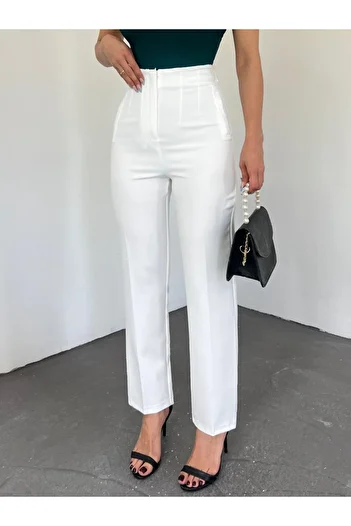 Modamorfo Zra Pleated Carrot Trousers -White