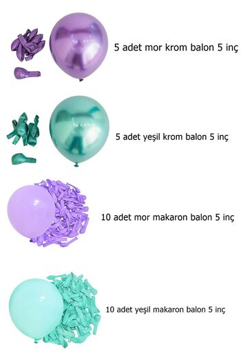 BİDOLUMUTLULUK Deniz Kızı Konsept Metalik Balon Seti