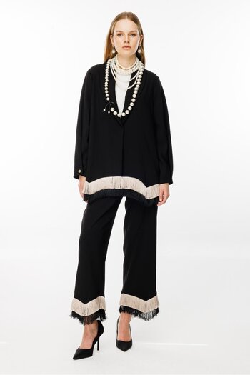 Ghisa Black Tassel Detailed Suit Set