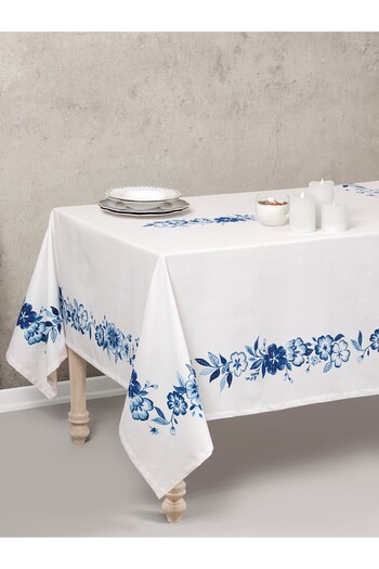 Cotton Box Violet Blue Board Printed Tablecloth