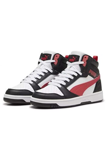 Puma Rebound V6 Mid Jr 393831 High-Top Unisex Sports Shoes White-Red