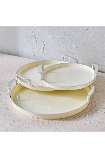 Home Box Orion Round Tray with Handle - Set of 3