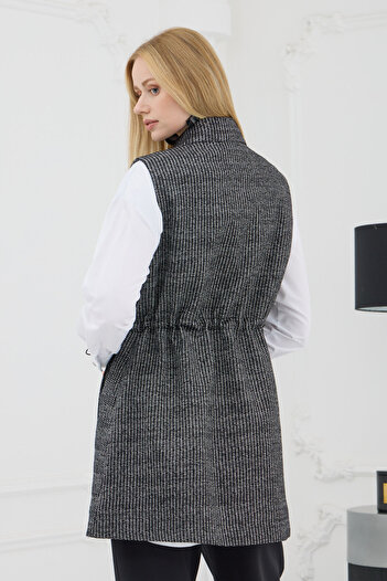 Moodbasic Mb28.72 Silver Striped Knitwear Vest