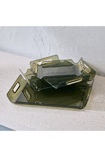 Home Box Orion 4-Piece Rectangular Tray Set with Cutout Handle