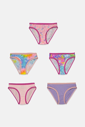 Hurley ملابس داخلية مطبوعة للبنات، 5 قطع، لون فوشيا نشيط