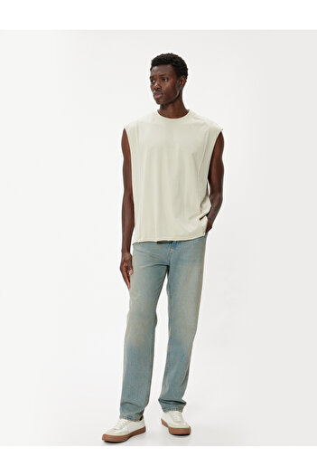 Koton Αμάνικο T-Shirt από βαμβακερό λαιμόκοψη - Basic