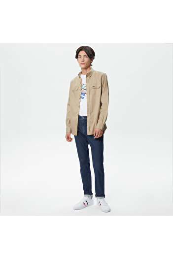 Lacoste Erkek Slim Fit Düğmeli Yaka Bej Gömlek
