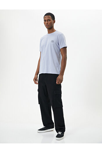 Koton Μίνιμαλ εμπριμέ T-Shirt Slim Fit Crew Neck κοντό μανίκι