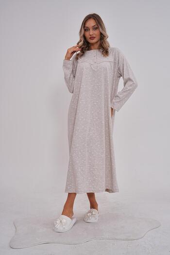 Mecit Pijama Cotton Long Sleeve Oversize Floral Women'S-Mom's Nightgown
