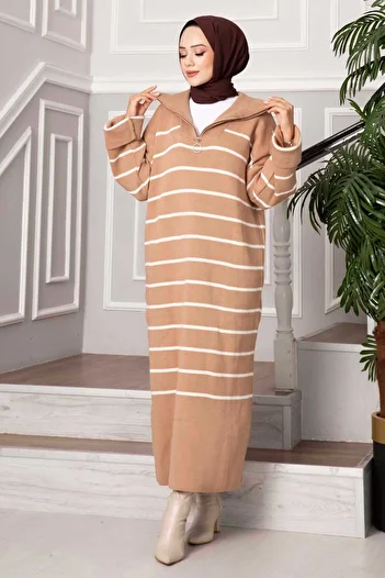 EBRUTESETTÜR Striped Turtleneck Knitwear Dress