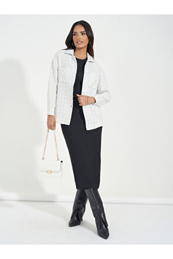 Styli Oversized Longline Tweed Shacket