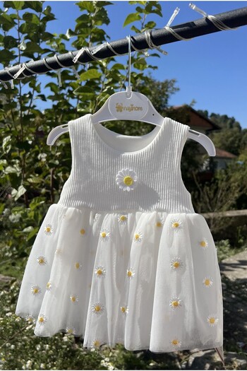 Nayinom Tuly Daisy Patterned Baby Girl Dress with Zibin