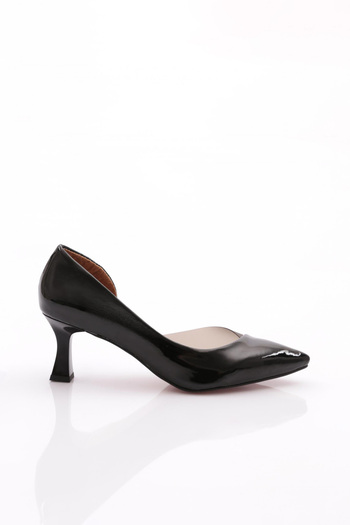 DGN 353-22y Women's Transparent Side Pointed Toe Low Heeled Shoes