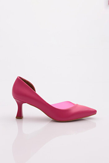 DGN 353-22y Women's Transparent Side Pointed Toe Low Heeled Shoes