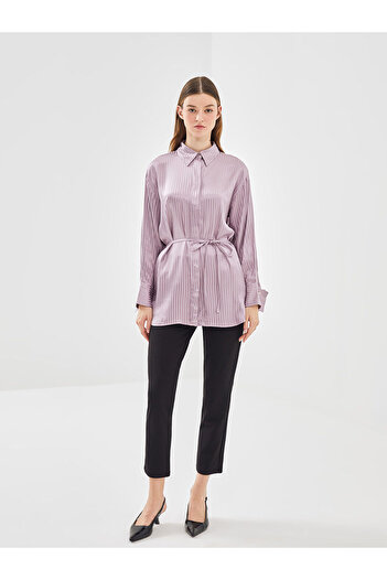LC Waikiki LCW Striped Oversize Satin Women's Shirt Tunic