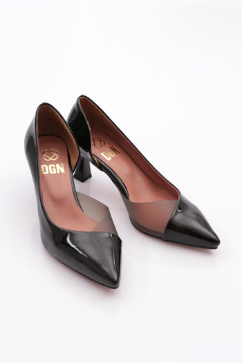 DGN 353-22y Women's Transparent Side Pointed Toe Low Heeled Shoes