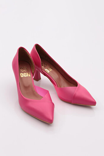 DGN 353-22y Women's Transparent Side Pointed Toe Low Heeled Shoes