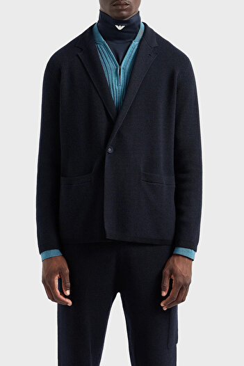 Emporio Armani Yün Karışımlı Regular Fit Apaş Yaka Blazer Ceket Erkek CEKET 6D1GXX 1MKEZ 0920