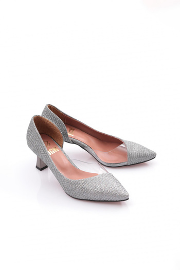 DGN 353 Women's Transparent Pointed Toe Low Heeled Shoes