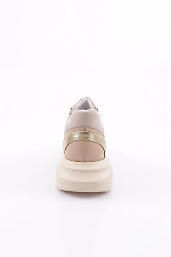 DGN Kadın Kalın Taban File Detaylı Sneakers Ayakkabı Bej 15299793118