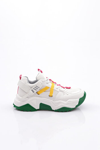 DGN White Yellow Fuchsia Women's Sneakers - Lace-Up Shoes 762713138