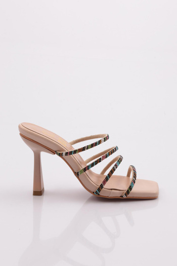 DGN 1273 Women's Four Color Striped Heeled Slippers