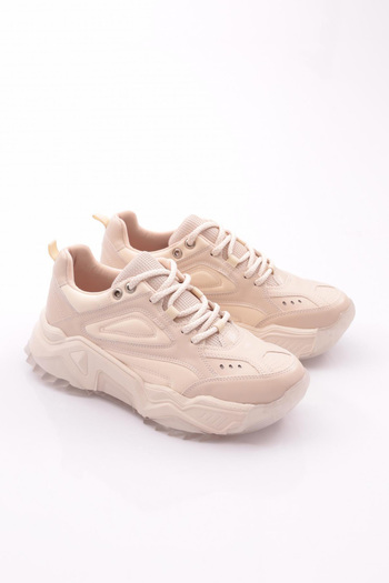 DGN Women's Lace-Up Sneaker Shoes Beige 762293138