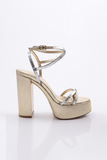DGN 27 Women's Stone Striped Heeled Shoes