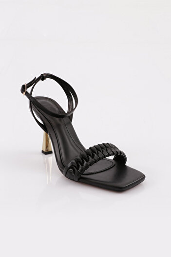 DGN Women's Ankle Strap Heeled Shoes Black 5172821