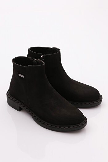 DGN Γυναικείες αγκράφες Classic Μποτάκια Μαύρο Nubuck Γνήσιο δέρμα 15435106