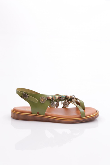 DGN Women's Sandals with Bead Detail on the Side Avocado 4163289