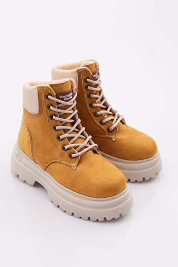 DGN Mustard Women's Lace-Up Boots - 123036122372
