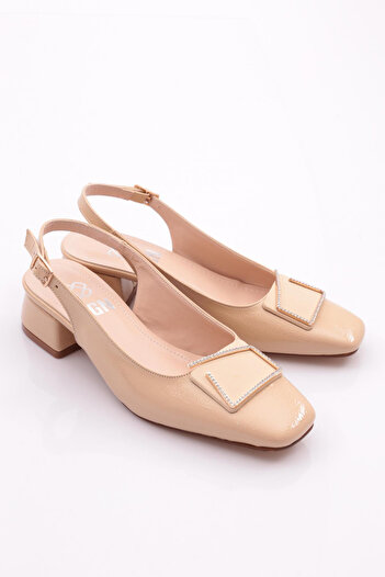 DGN Ten Rugaan Wrinkled Patent Leather 214522621   - Women's Open Back Heeled Shoes