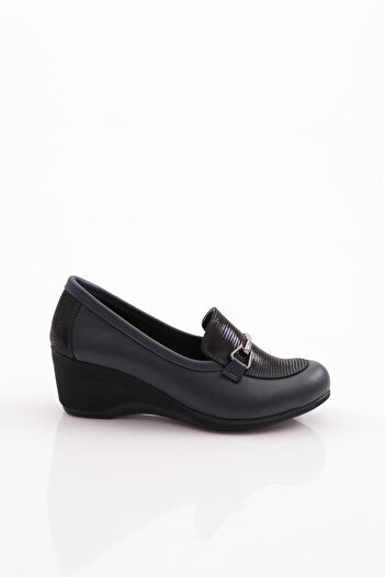 DGN Women's Comfort Shoes with Metal Accessories Navy Blue 34633