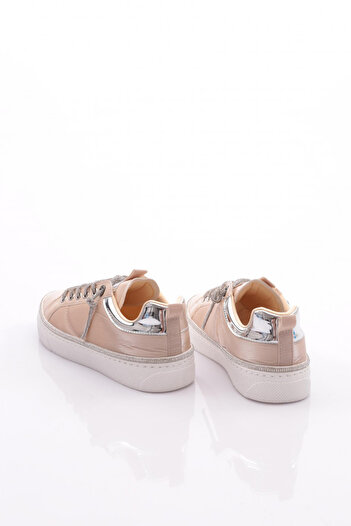 DGN Kadın Taş Ip Desenli Sneaker Ayakkabı Bej Rugan 35882682