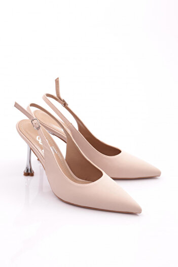 DGN Women's Open Back Heeled Evening Dress Shoes Beige Nubuck 7848535
