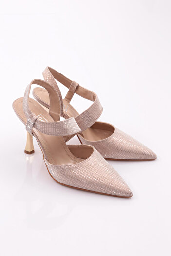 DGN Women's Ankle Wrap Heeled Shoes Rose Croco 21233534