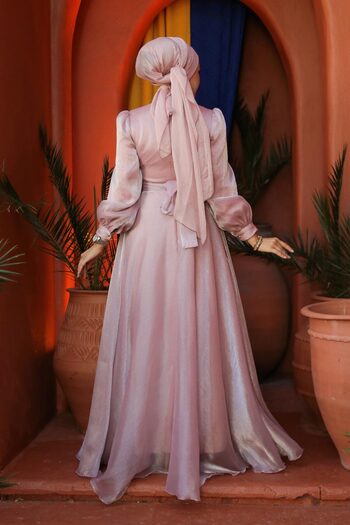 Neva Style Βραδινό φόρεμα Hijab με λεπτομέρεια Drape 45701pd