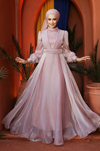 Neva Style Βραδινό φόρεμα Hijab με λεπτομέρεια Drape 45701pd