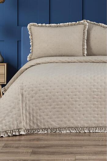 Çeyiz Diyarı Beige Capinya Fiber Filled Single Bedspread - 190X250 cm