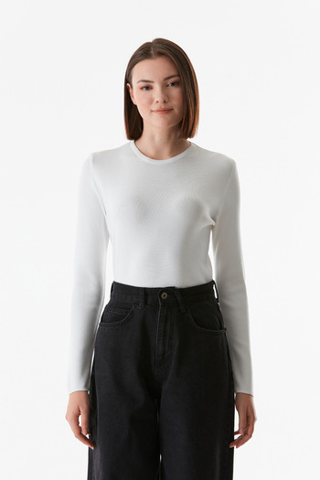 Fulla Moda Pulover basic cu guler rotund