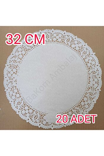 BAKOM AMBALAJ 32 Cm Kağıt Dantel Tabak Altlığı ( Dole ) 20 Adet