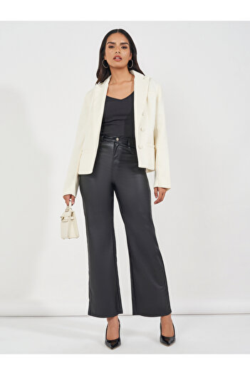 Styli Regular Fit Short Length Double Breasted Tweed Blazer