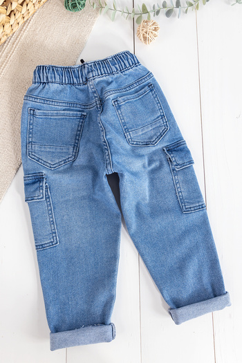 Babymod Kargo Cepli Denim Kumaş Beli Lastikli Erkek Çocuk Kot Pantolon