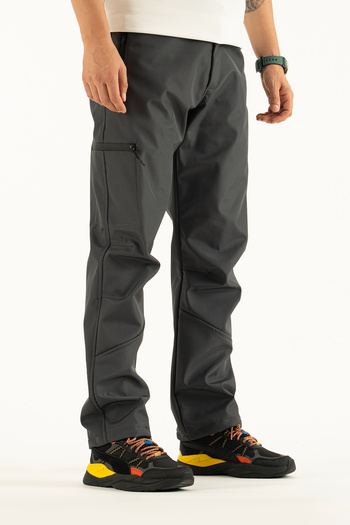 Souris Men's Gray Fleece Inside Water Repellent Windproof Winter Softshell Outdoor Pants