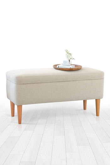 Lorencehome Glend Sandıklı Bench Puf - Krem