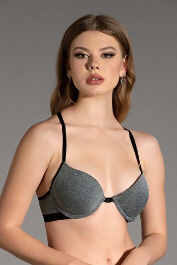 C&City Supported Front Clip Sports Bra C18155 Gray Melange