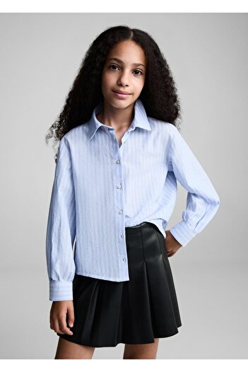 MANGO Kids Leather Look Pleated Mini Skirt