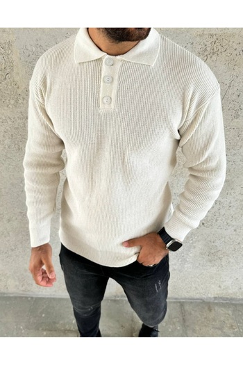 ROBERTO BORNOVA Ecru 3 Button Thessaloniki Knitted Sweater